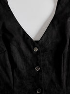 Vestido Mini Ante Sintético Negro con Flecos Western