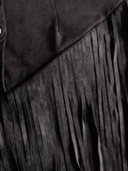 Vestido Mini Ante Sintético Negro con Flecos Western