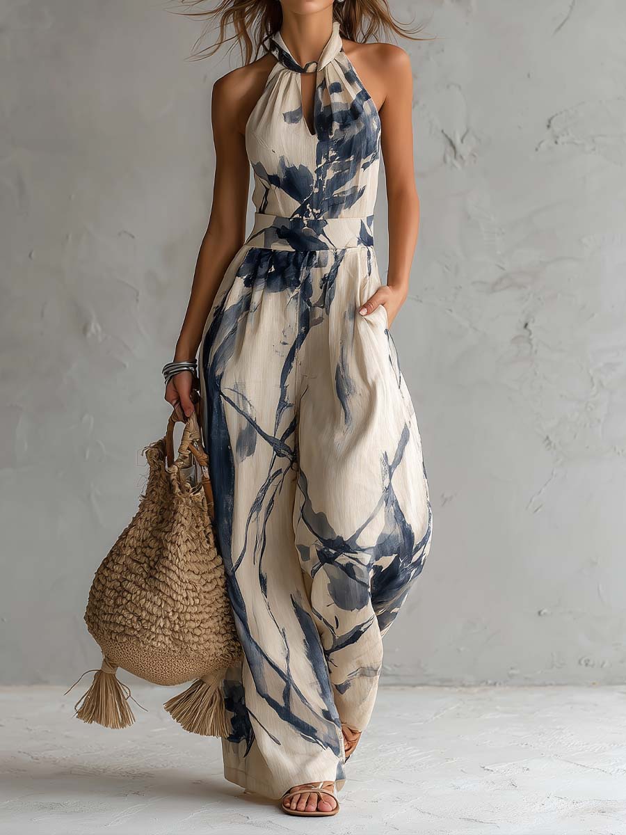 Xenia · Mono Halter Estampado de Pernera Ancha