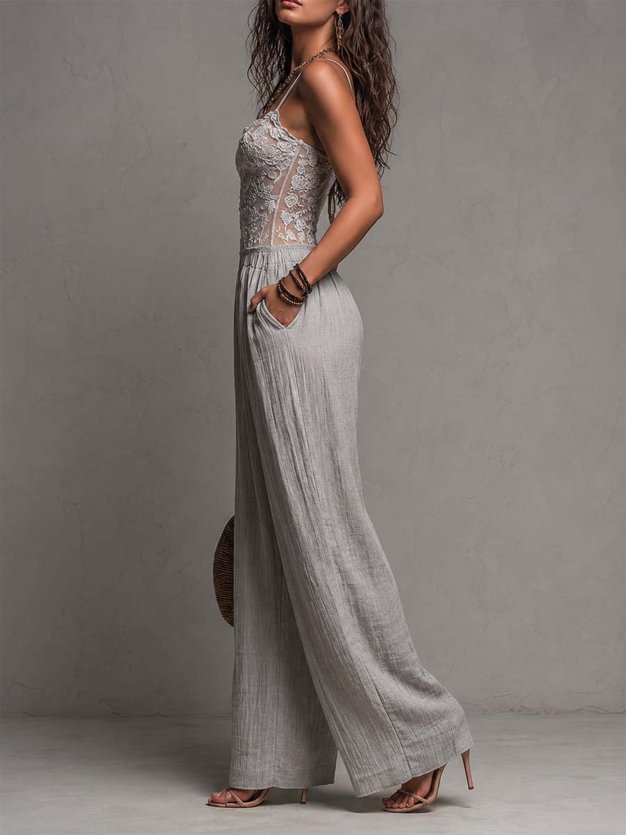 Ariadna · Mono Boho Encaje Pernera Ancha
