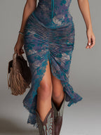 Olalla · Vestido Midi Estampado Floral con Encaje