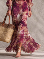 Luisa · Vestido Maxi de Gasa con Hombros Descubiertos