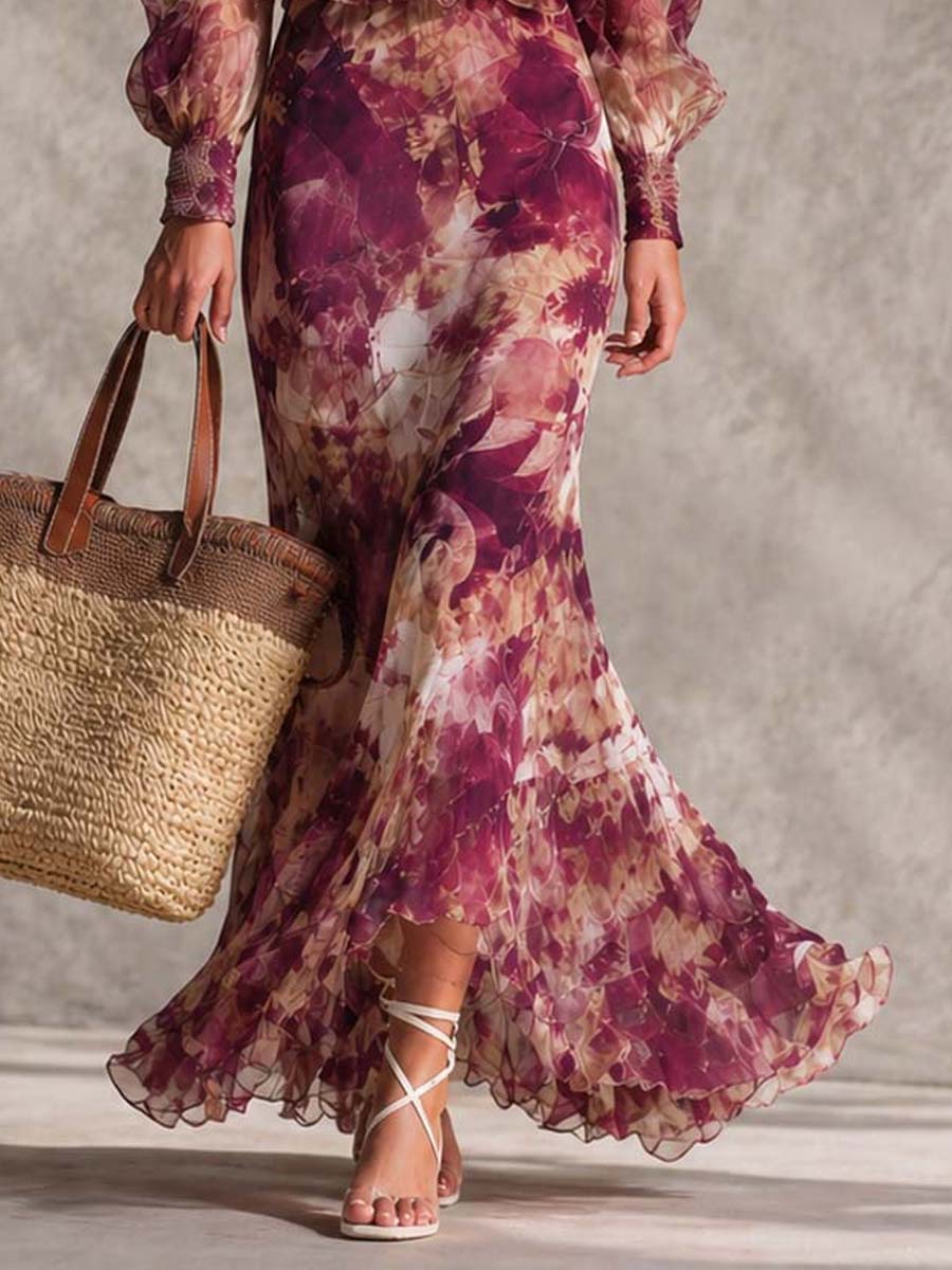 Luisa · Vestido Maxi de Gasa con Hombros Descubiertos