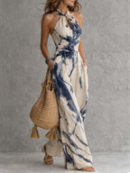 Xenia · Mono Halter Estampado de Pernera Ancha