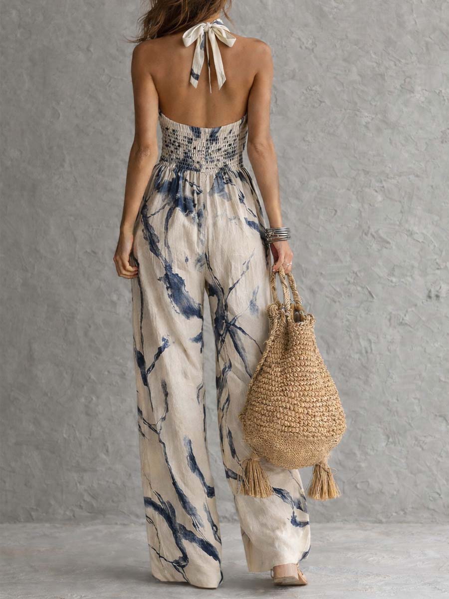 Xenia · Mono Halter Estampado de Pernera Ancha