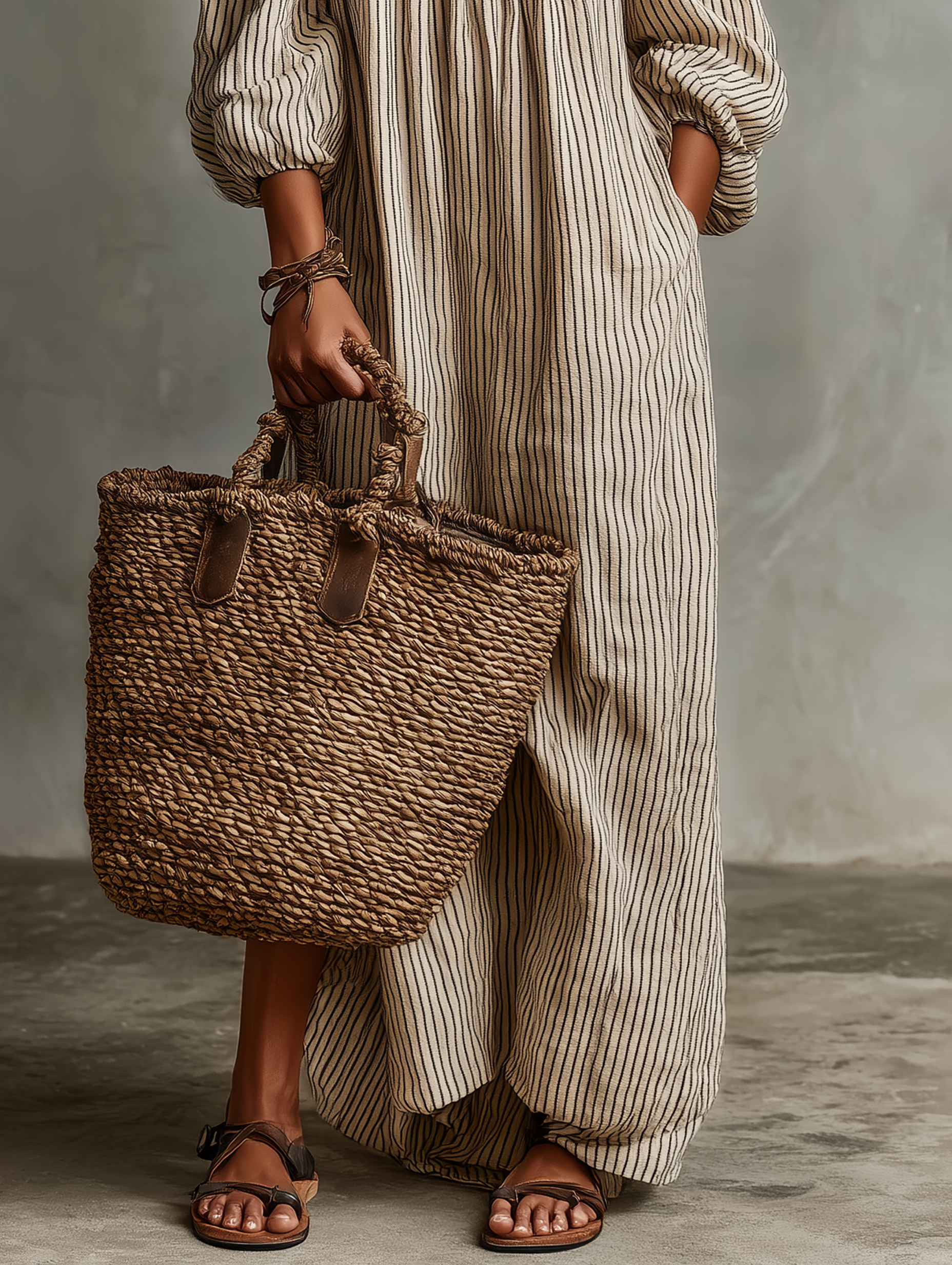 Vestido Maxi de Vacaciones, Hombros Descubiertos y Manga Larga