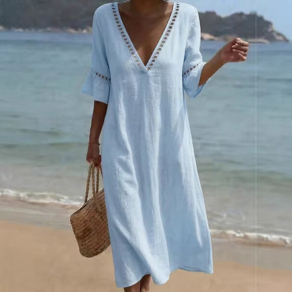 Elara · Vestido Maxi Fresco Costero