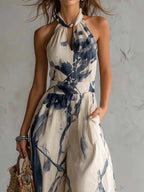 Xenia · Mono Halter Estampado de Pernera Ancha