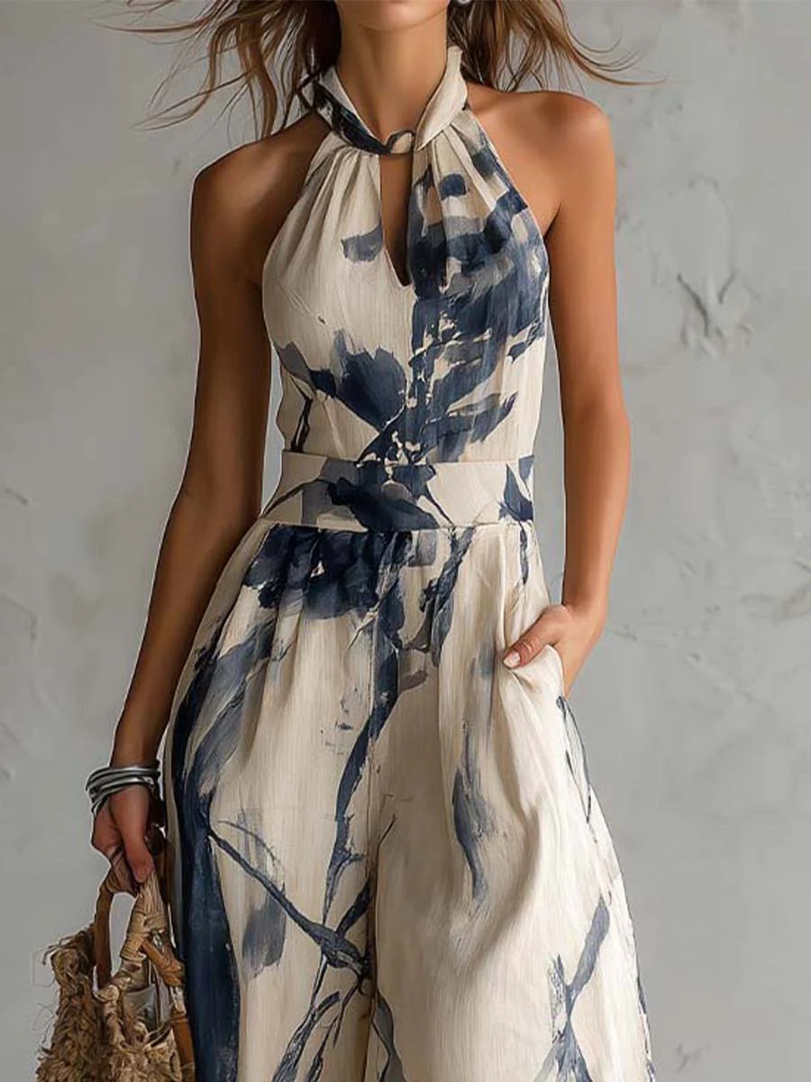 Xenia · Mono Halter Estampado de Pernera Ancha