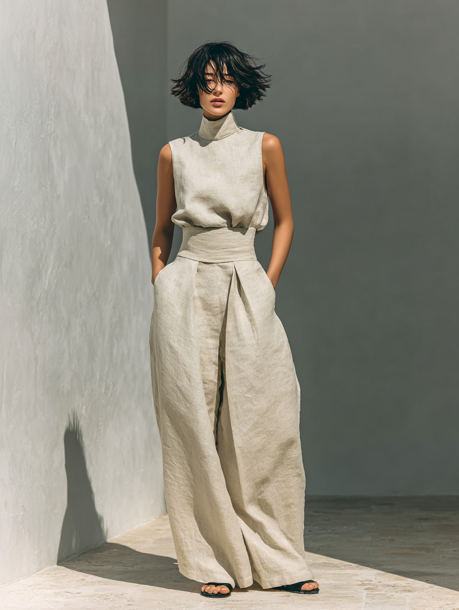 Conjunto Minimalista de Algodón y Lino