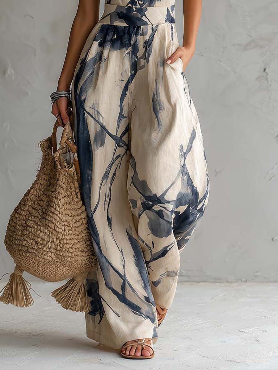 Xenia · Mono Halter Estampado de Pernera Ancha