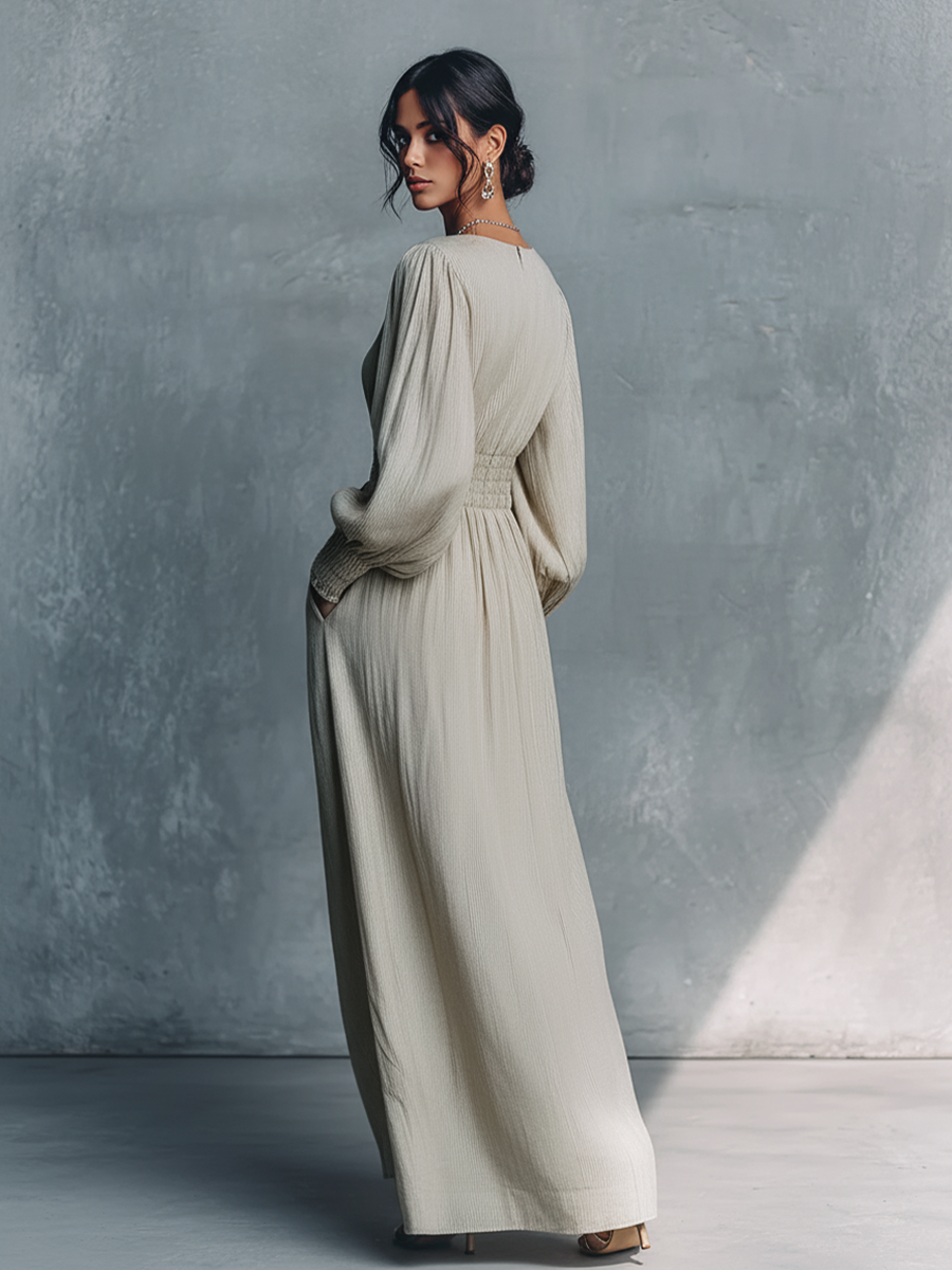 Blanca · Vestido Maxi Rayas Beige