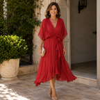 Monica | Vestido Midi Elegante con Cuello en V