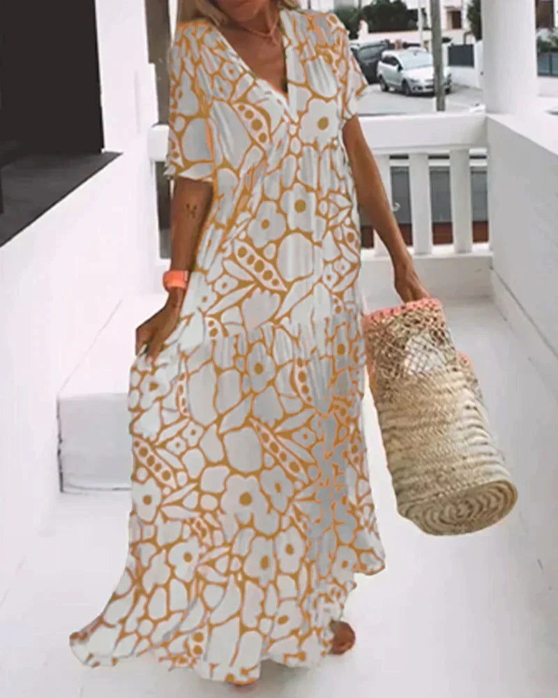 Christine · Vestido Largo de Verano Estampado Gráfico