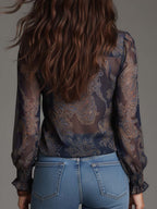Adriana · Blusa de Chifón Estampado Barroco