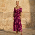 Celeste | Vestido Elegante Estampado de Hojas
