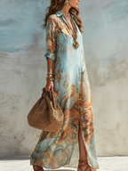 Rosalía · Vestido Maxi de Gasa Estampado Barroco