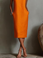 Sofía · Vestido Midi de Lino Sin Mangas con Bolsillos