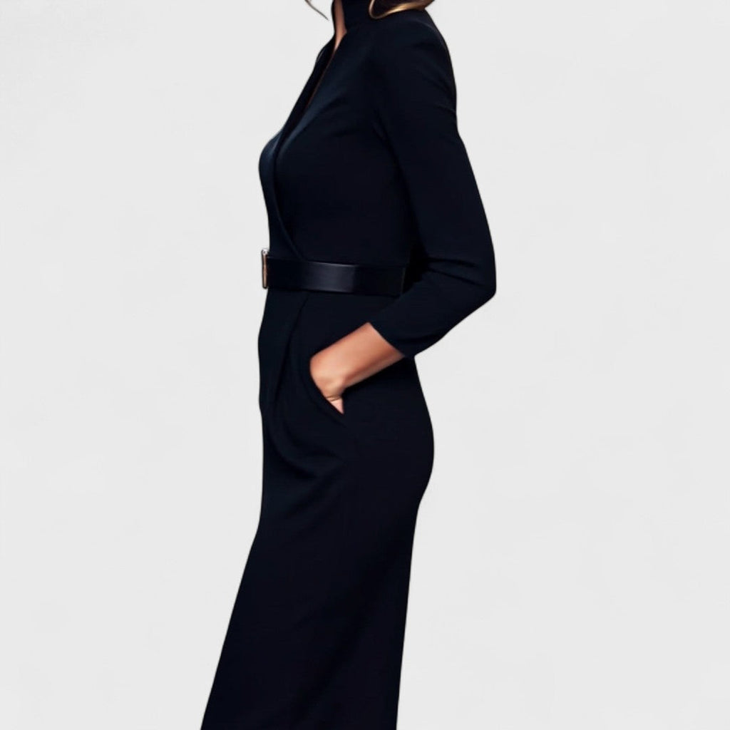 Mandarín - Vestido negro refinado