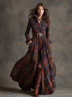Julieta-Vestido camisero largo a cuadros