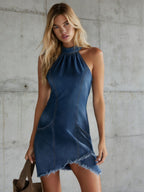 Martina · Vestido Mini Denim Halter sin Mangas