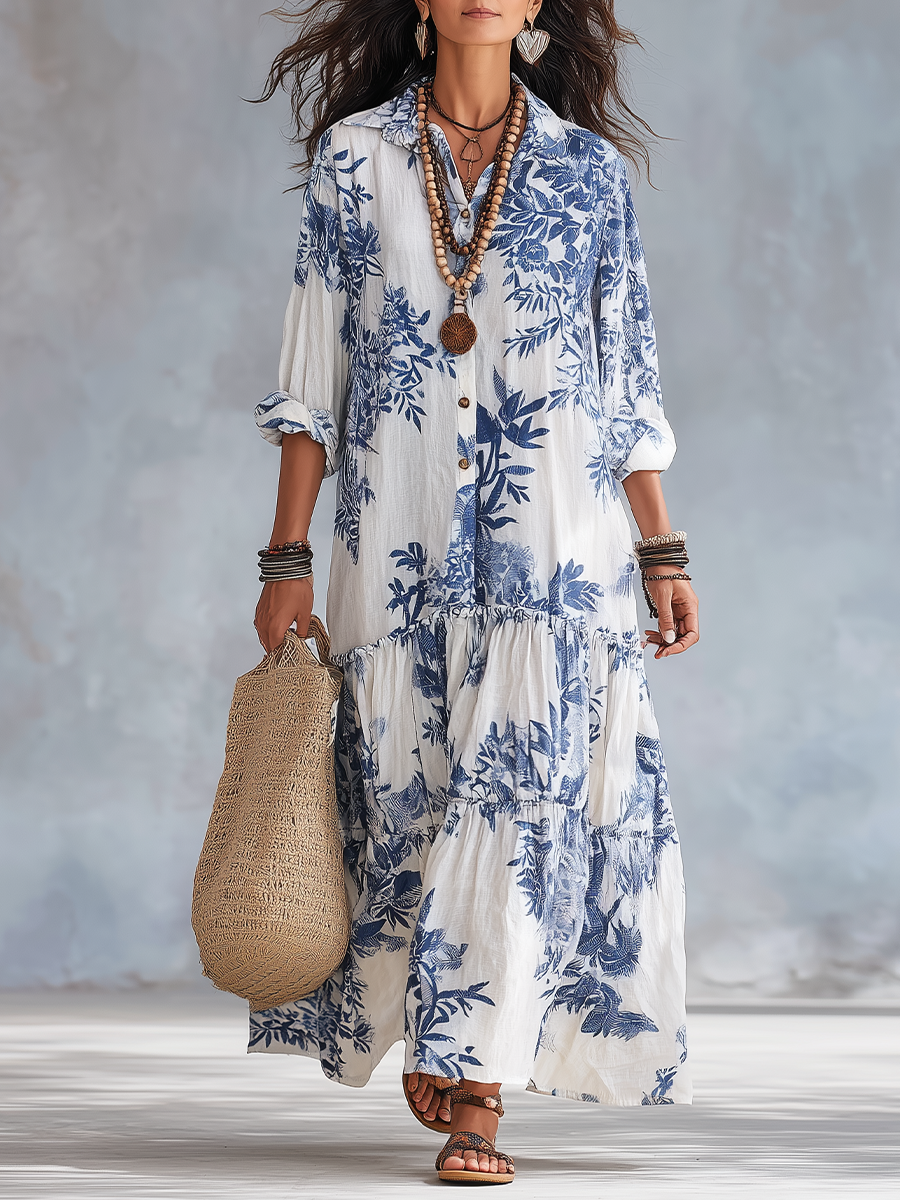 Maribel · Vestido Maxi Floral Abotonado