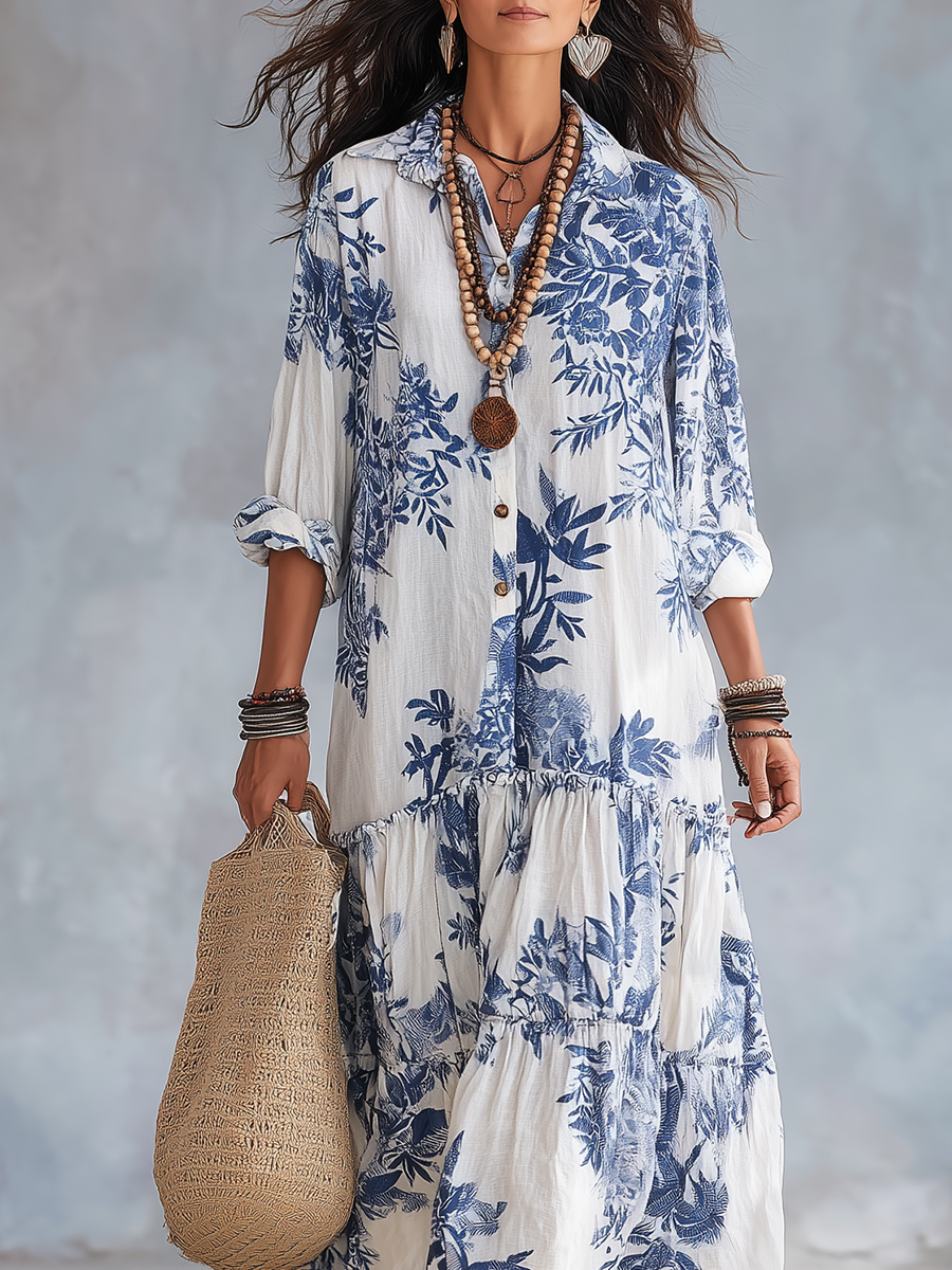 Maribel · Vestido Maxi Floral Abotonado
