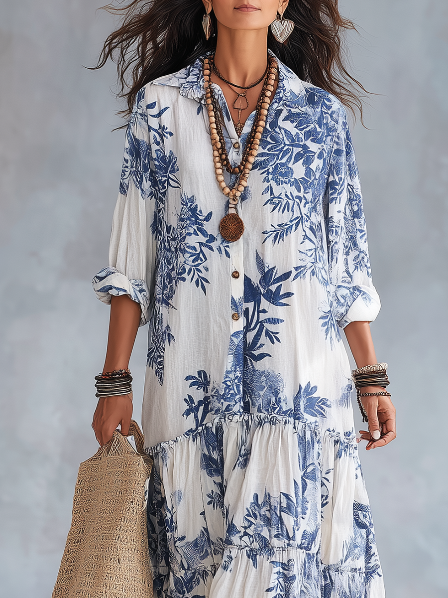 Maribel · Vestido Maxi Floral Abotonado