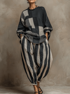 Nadia · Conjunto Holgado Color Block Gris