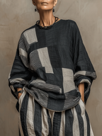 Nadia · Conjunto Holgado Color Block Gris