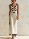 Marisa | Vestido Largo Chevron a Contraste