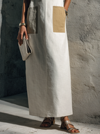 Carmen · Vestido Maxi Lino Crudo Cuello Cuadrado