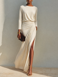 Marcela vestido maxi beige - vista frontal