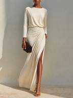 Marcela vestido maxi beige - vista frontal