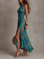 Selene · Vestido Maxi Boho Halter Floral