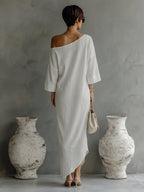 Inés · Vestido Maxi Un Hombro de Lino y Algodón