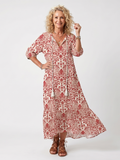 Noelia · Vestido Midi Estampado con Lazo de Borlas
