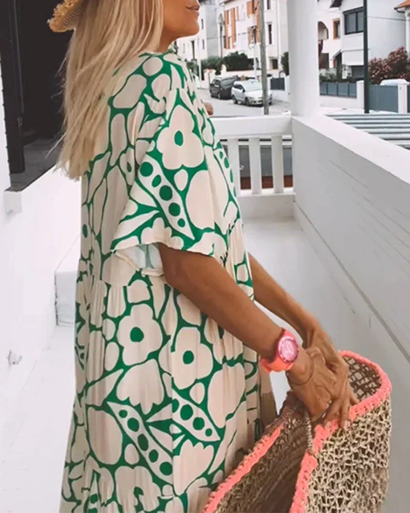 Christine · Vestido Largo de Verano Estampado Gráfico