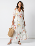 Daniela · Vestido Midi Floral con Volantes y Borlas