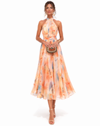 Aurora | Vestido Halter Acuarela Elegante
