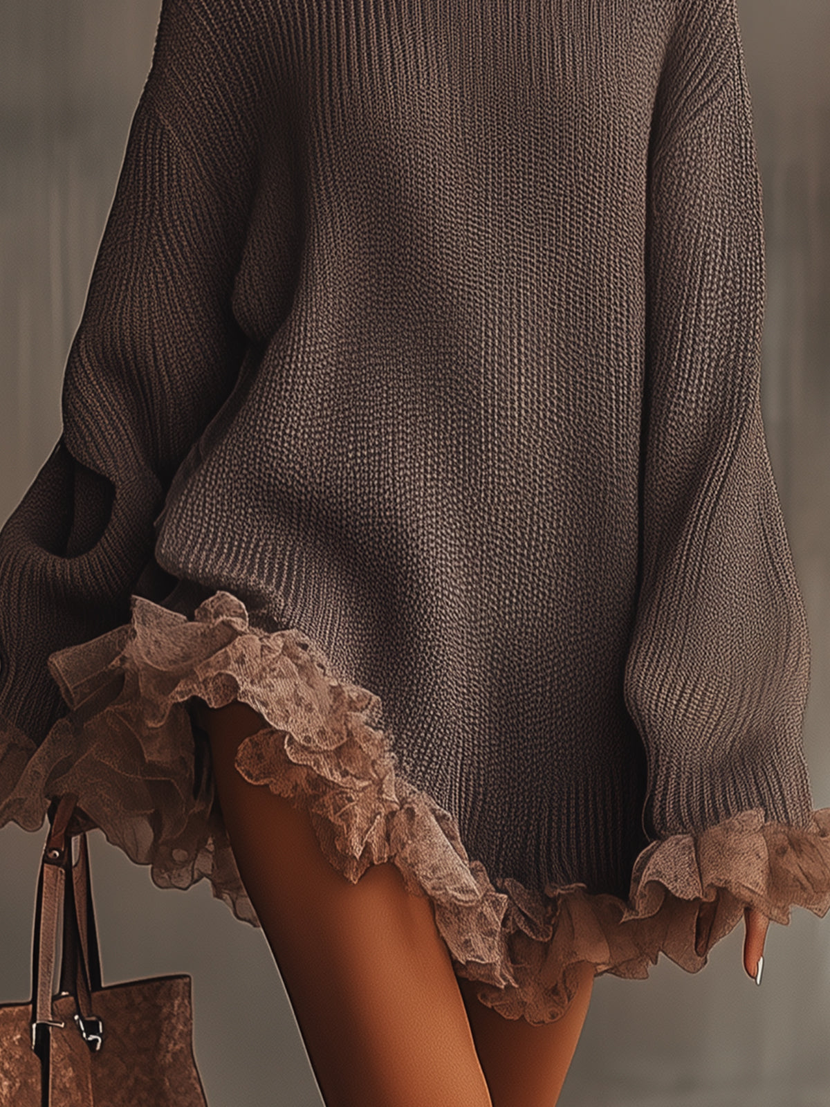Louise | Vestido de punto cálido con cuello alto y volantes