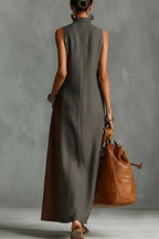 Elena · Vestido Maxi Cuello Alto Bicolor