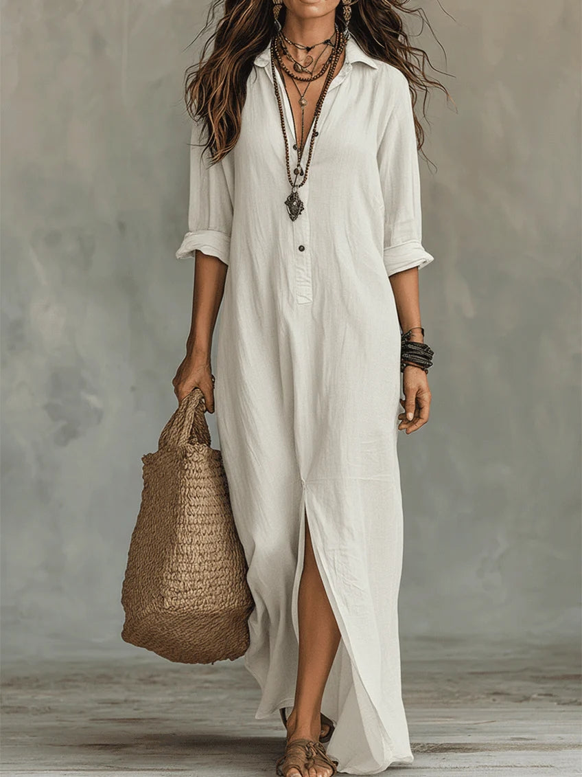 Alicia · Vestido Maxi Negro con Botones