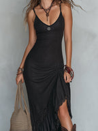 Alma · Vestido Largo de Tencel con Encaje