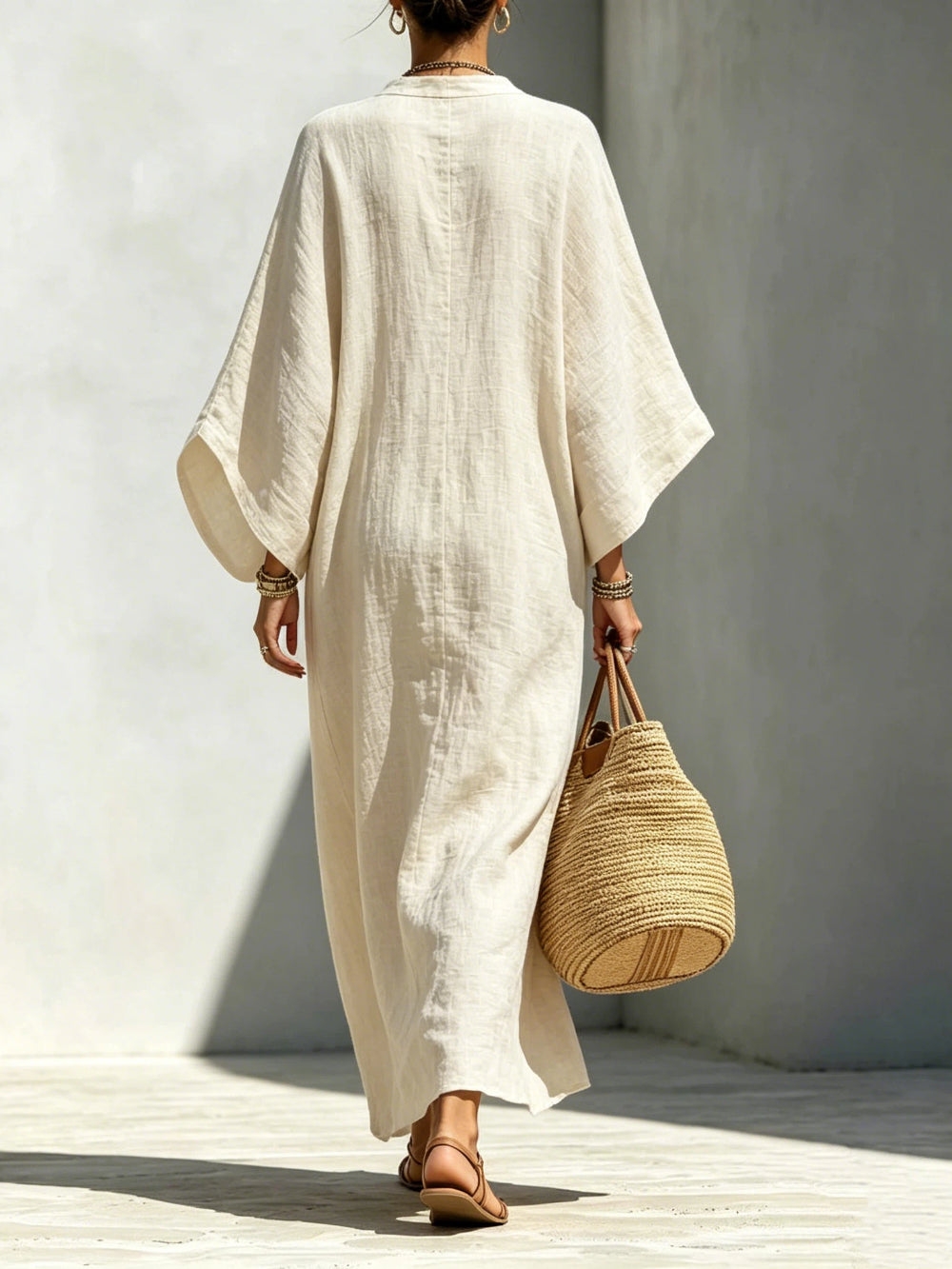 Candela - Vestido Caftan de Lino - espalda