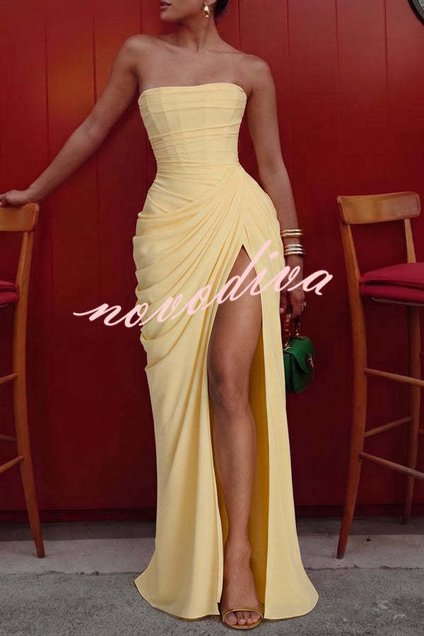Rocío · Vestido Maxi Palabra de Honor con Abertura