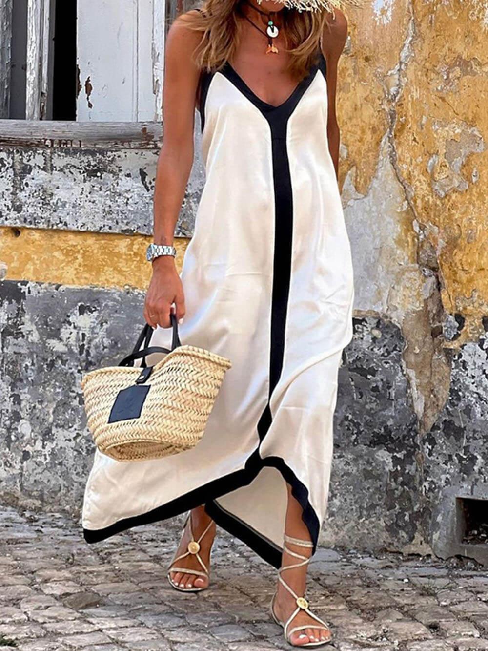 Silvia · Vestido Midi de Bloques de Color