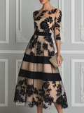 Consuelo · Vestido Midi de Encaje Floral con Transparencias