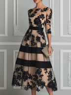 Consuelo · Vestido Midi de Encaje Floral con Transparencias