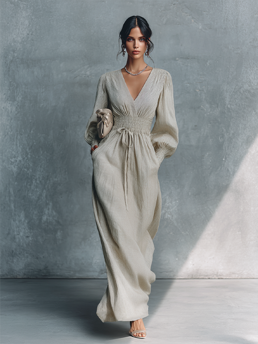 Blanca · Vestido Maxi Rayas Beige